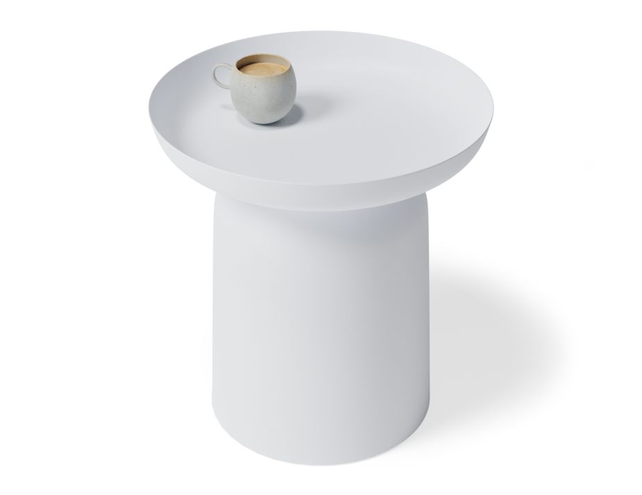 Satin round White Soda Side Table for Commercial Spaces