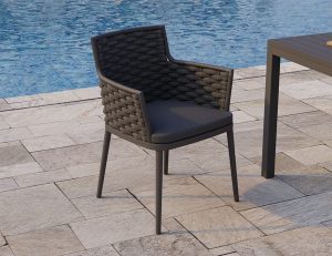 Siano Outdoor Dining Chair Charcoal with Dark Grey Cushion by Bent Design